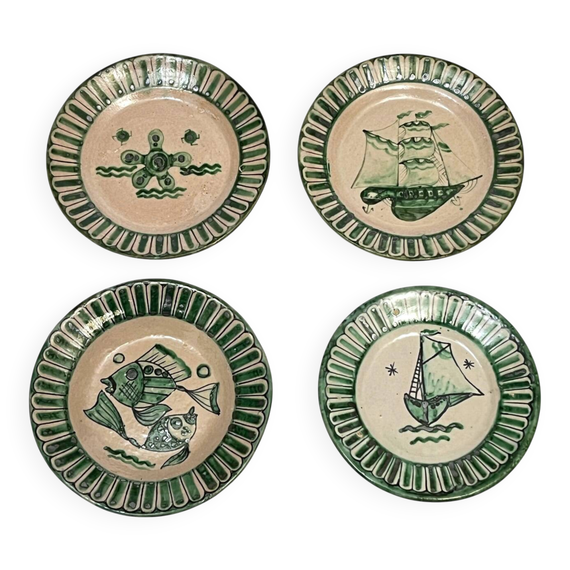 4 Vietri plates decorated by Fabbrica Ceramica Avallone, 1930s