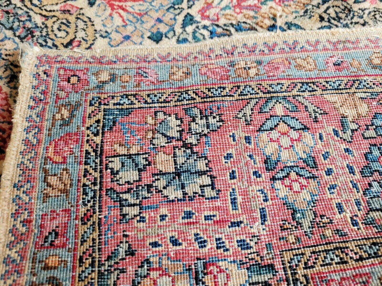 Antique Handmade Middle Eastern Kerman Rug 3.9' x 6.9' (120 cm x 211 cm), 1920s - 1L15