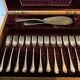Fish service wooden blond mahogany box