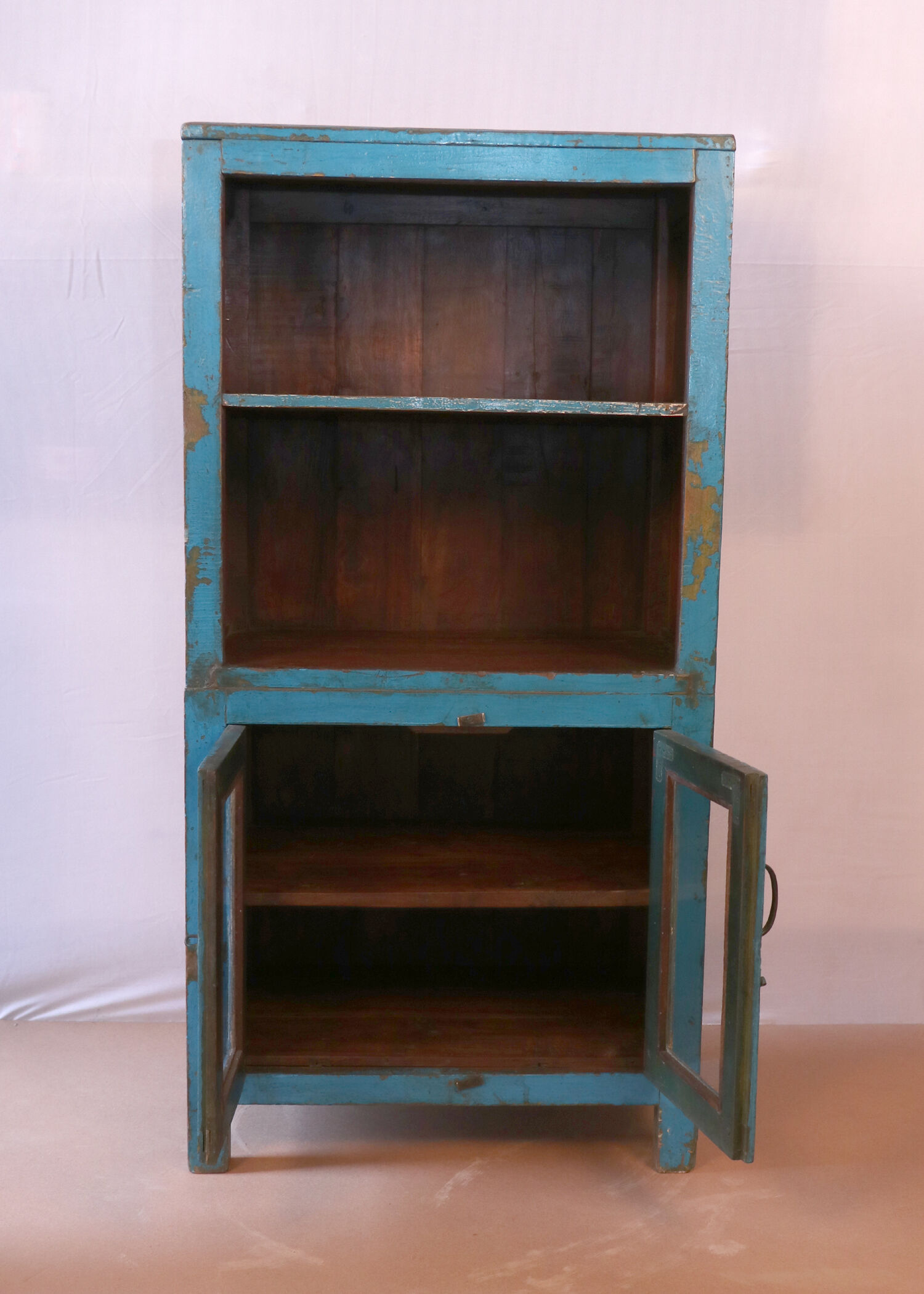 Old burmese teak dresser original blue patina