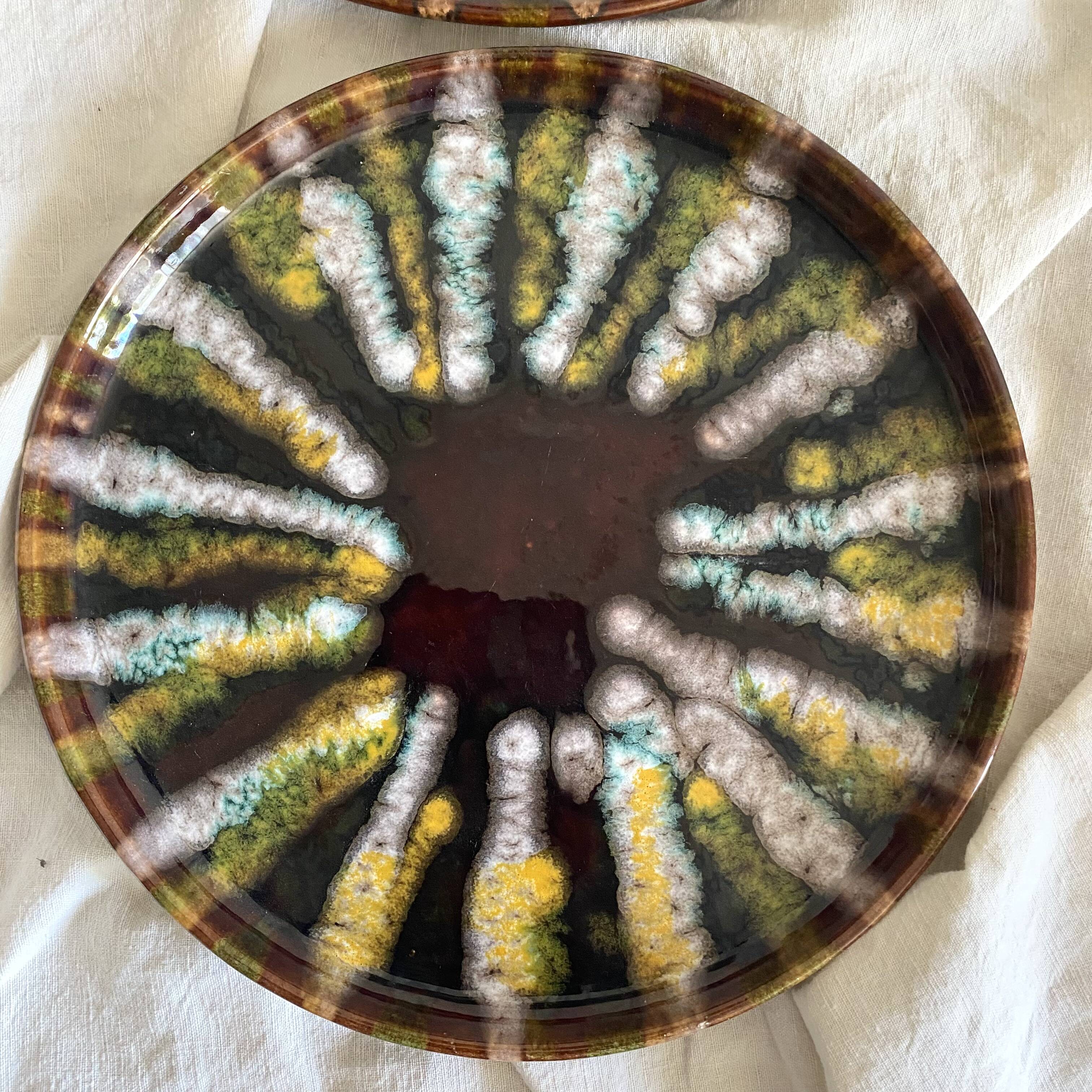 Vintage round dishes from the Saint Jean de Bretagne earthenware factory