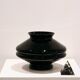 Shaped hyalite black glass vase
