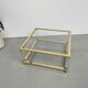 Table basse lucite, laiton et verre années 70
