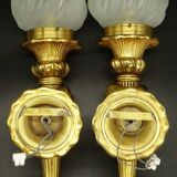 Large pair of torchiere sconces, hands, Louis XVI style - PETITOT bronze - 2 pairs available