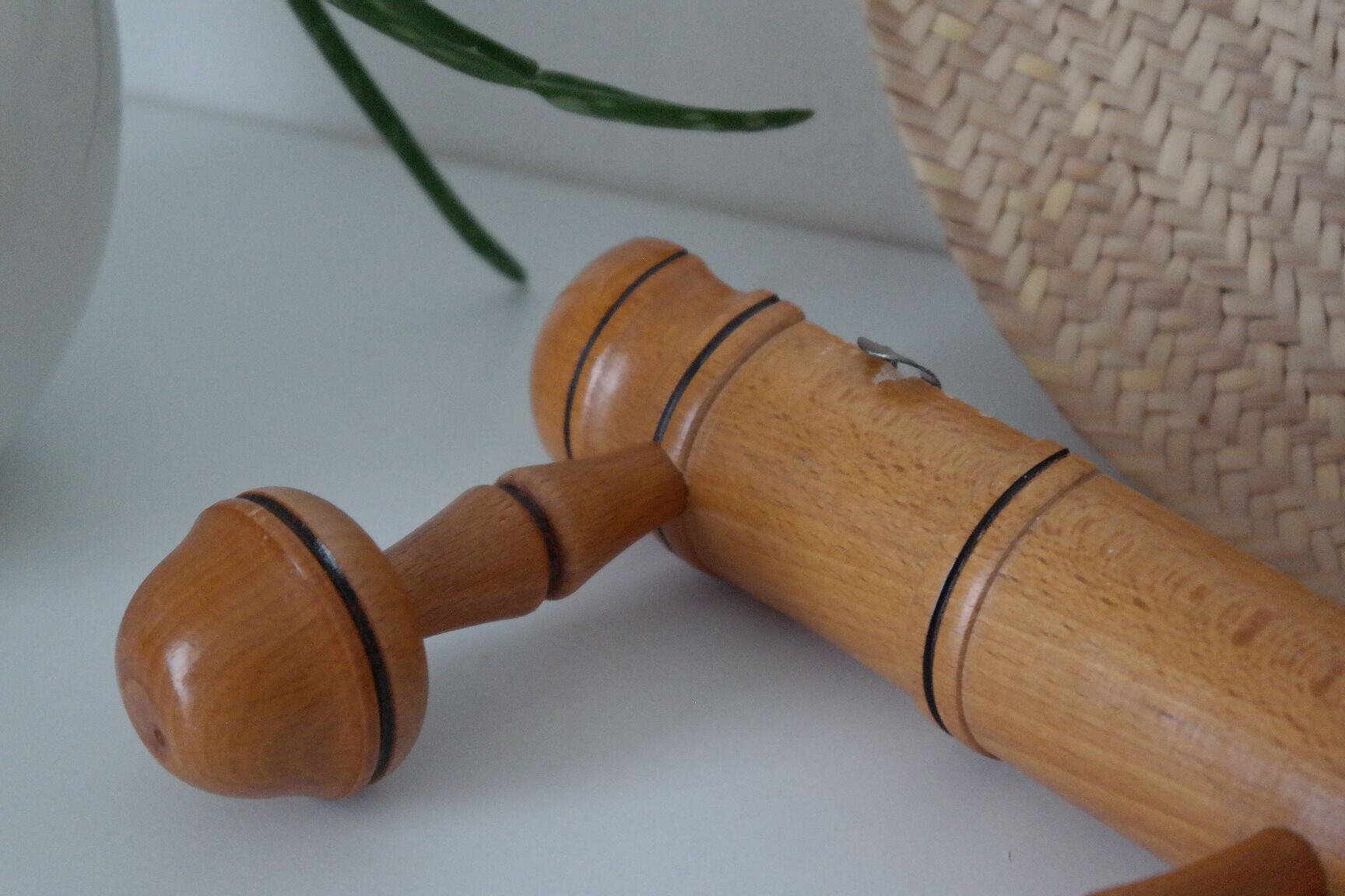 Vintage bamboo style wooden coat rack