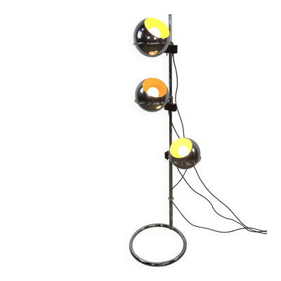 Lampadaire Vintage Space Age ''Eyeball'' 3 Globes Chromés 1970'S