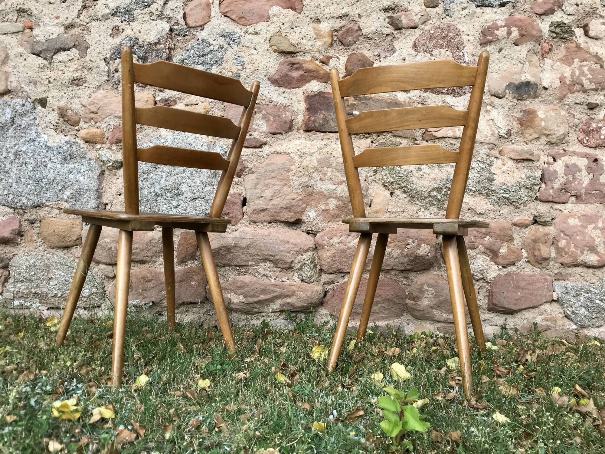 Series of 20 Scandinavian chairs or vintage wooden bistro