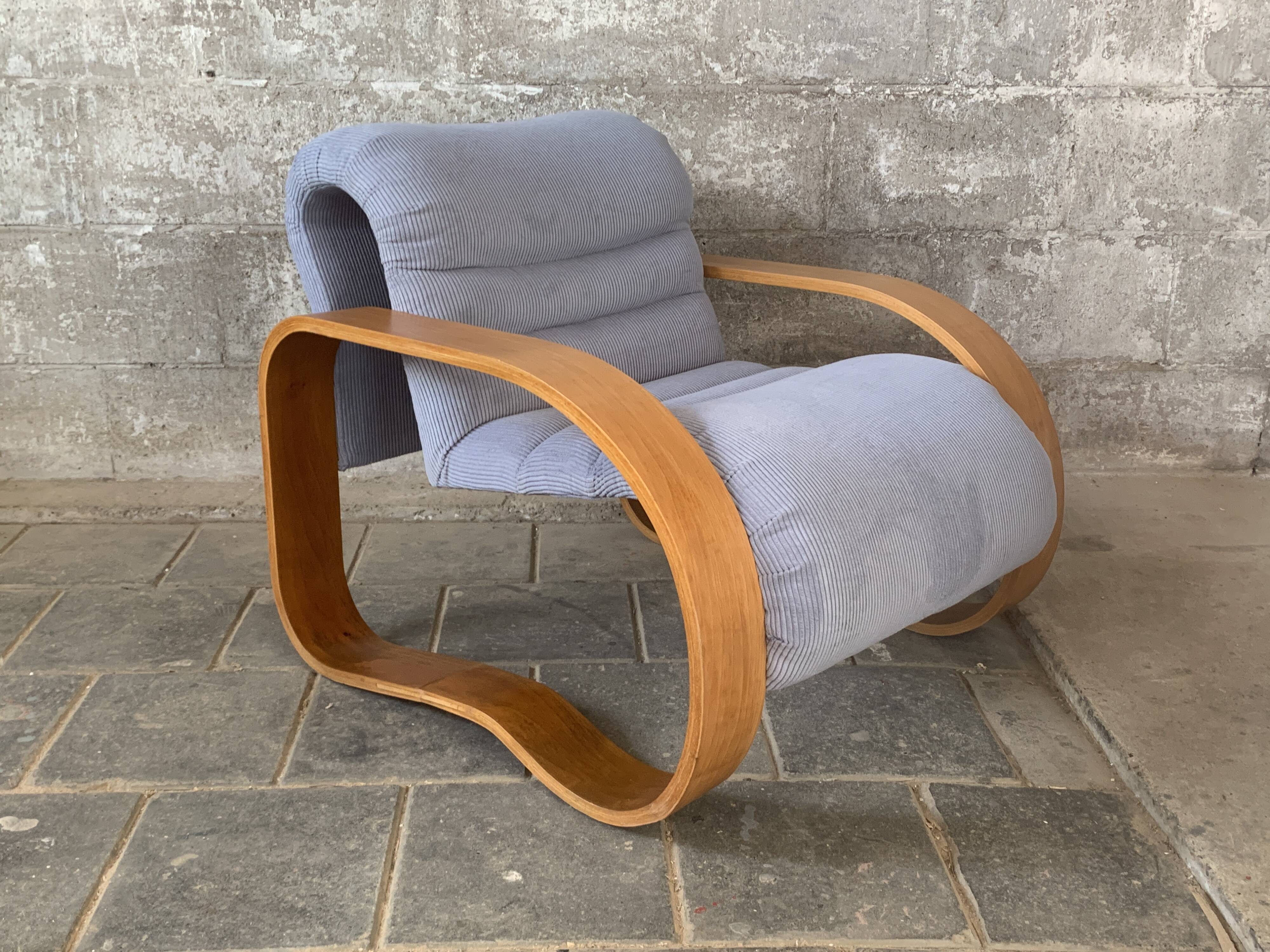 Midcentury modern curvy wavy lounge chair by Jan Bocan, Czech 1970s
