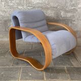 Midcentury modern curvy wavy lounge chair by Jan Bocan, Czech 1970s