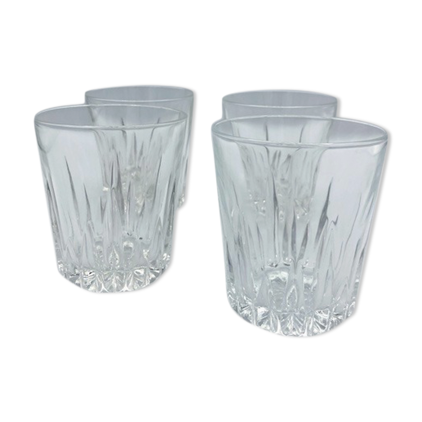 4 chiseled glass water glasses