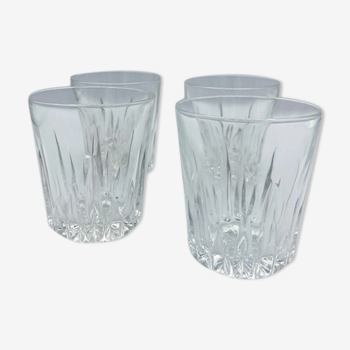 4 chiseled glass water glasses