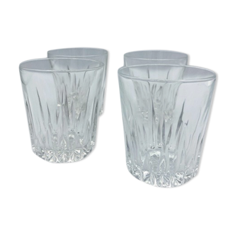 4 chiseled glass water glasses