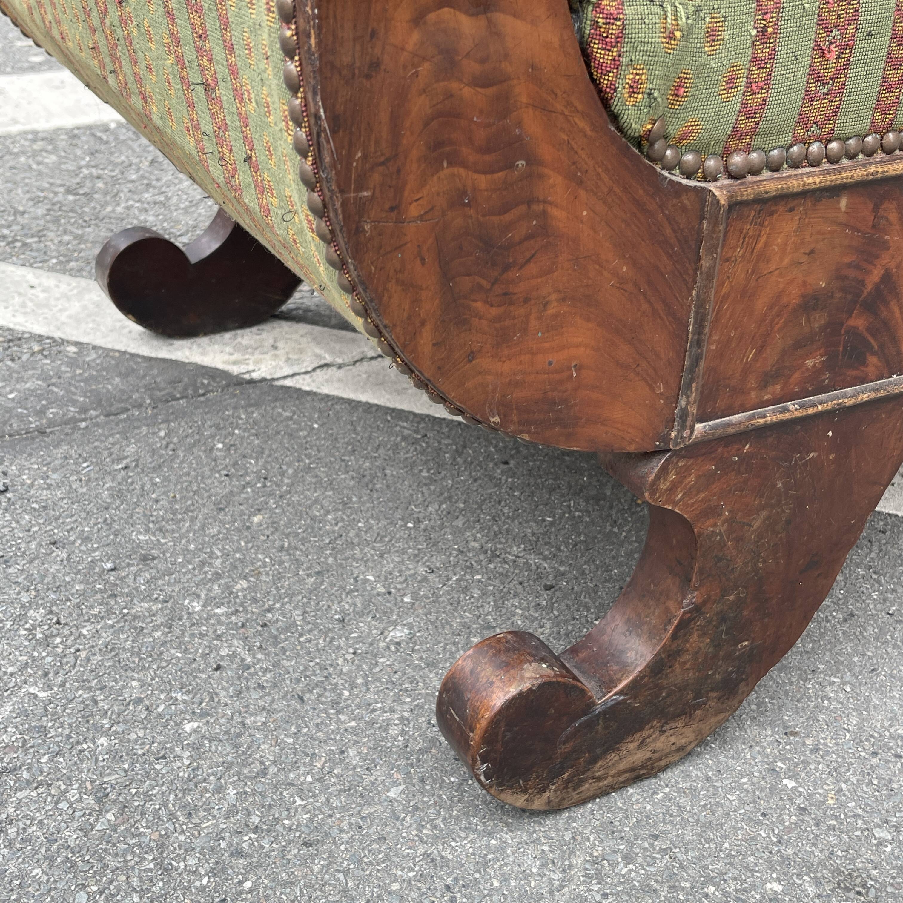 Antique Charles X style 'Gondola' type sofa to be restored, 19th century