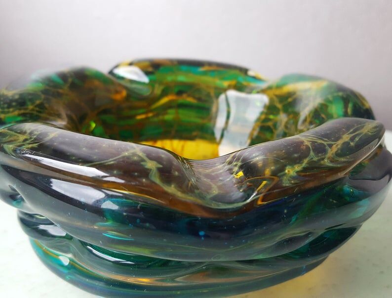 Mdina vintage glass design ashtray