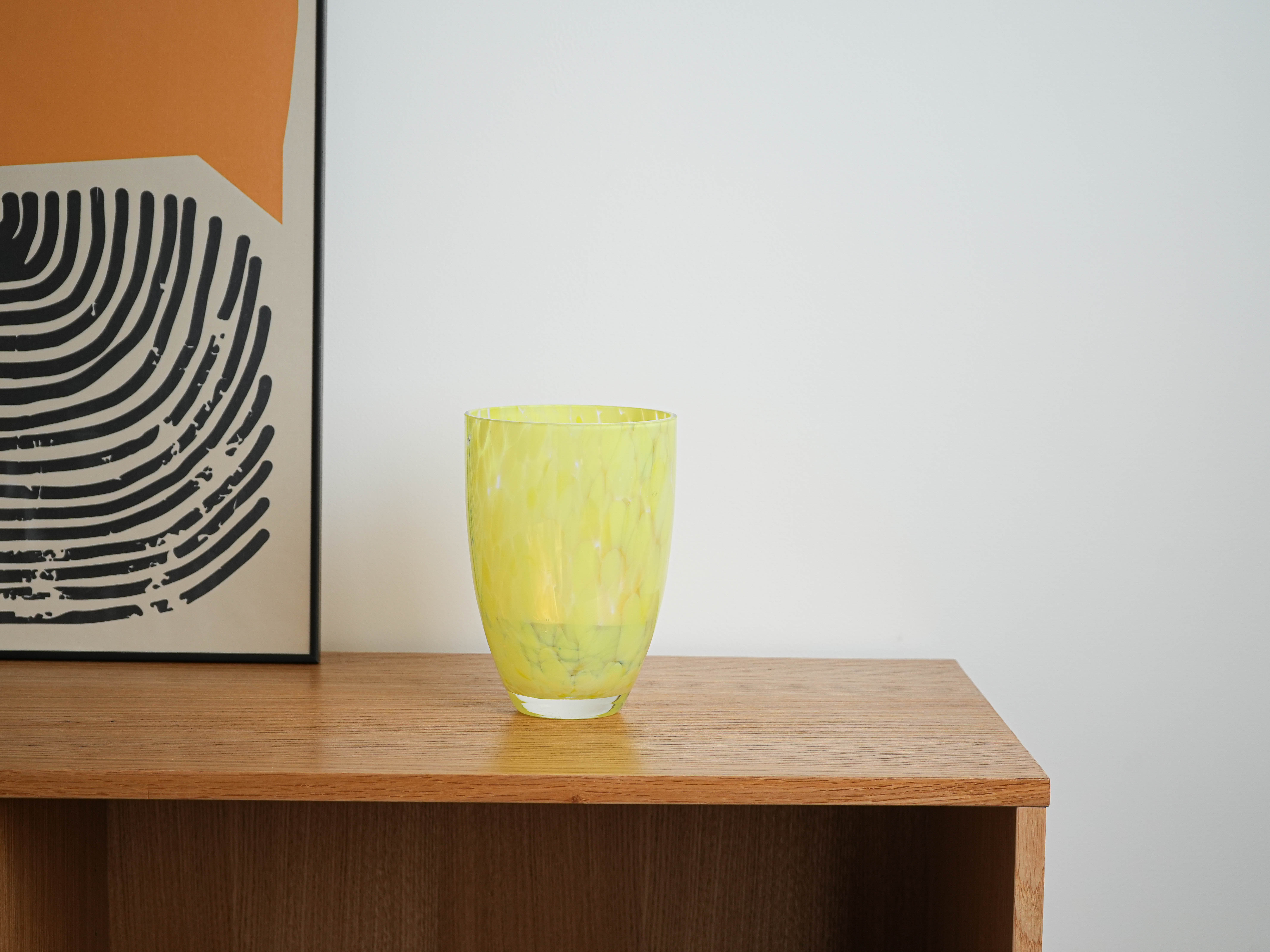 Lemon-coloured glass vase, Danish design, 1970s, made in Denmark