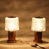 1970s pair of copper table lamps by kamenický šeno, czechoslovakia