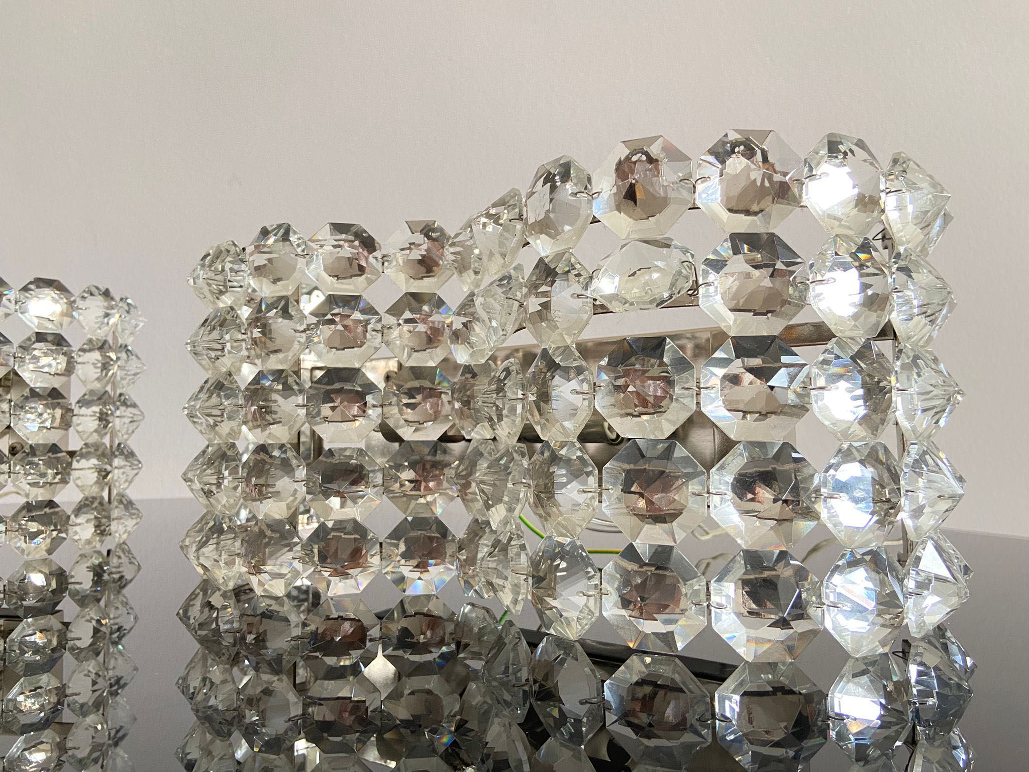 Pair of octagonal crystal wall sconces, Italy 1980s.