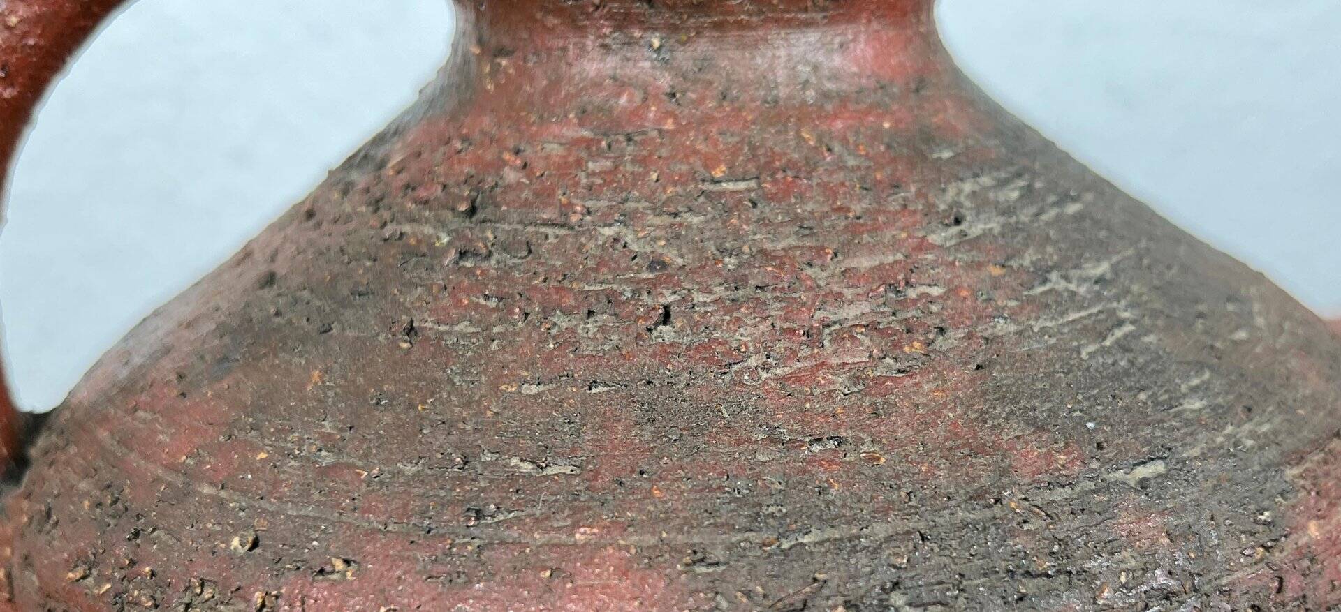 Carafe vase by German studio pottery, brutalist vintage by Gerhard Liebenthron, 1974.