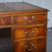 Vintage Green Hunter Leather Pedestal Desk by Bevan Funnell