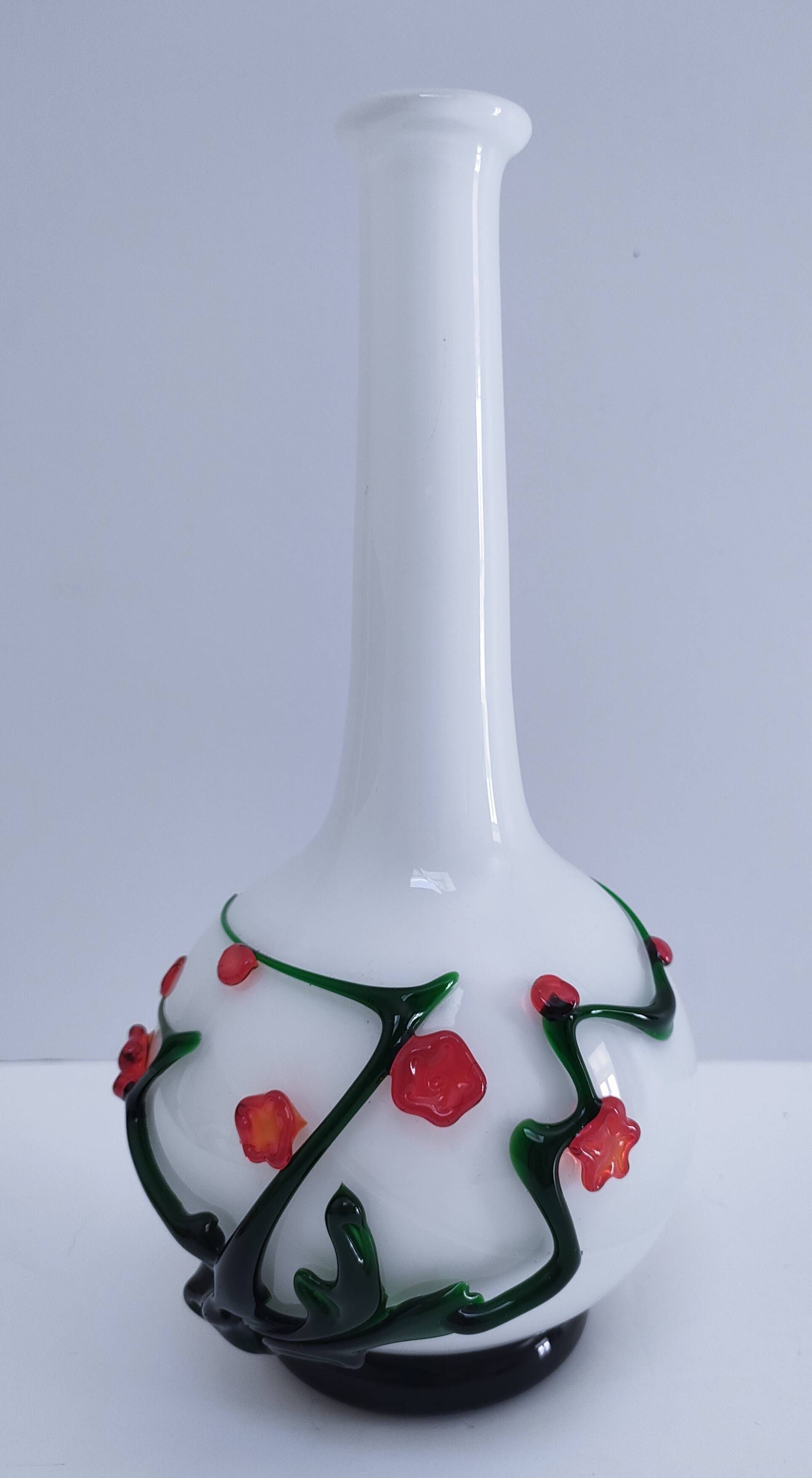 vase glass paste floral decoration Japonese style vintage