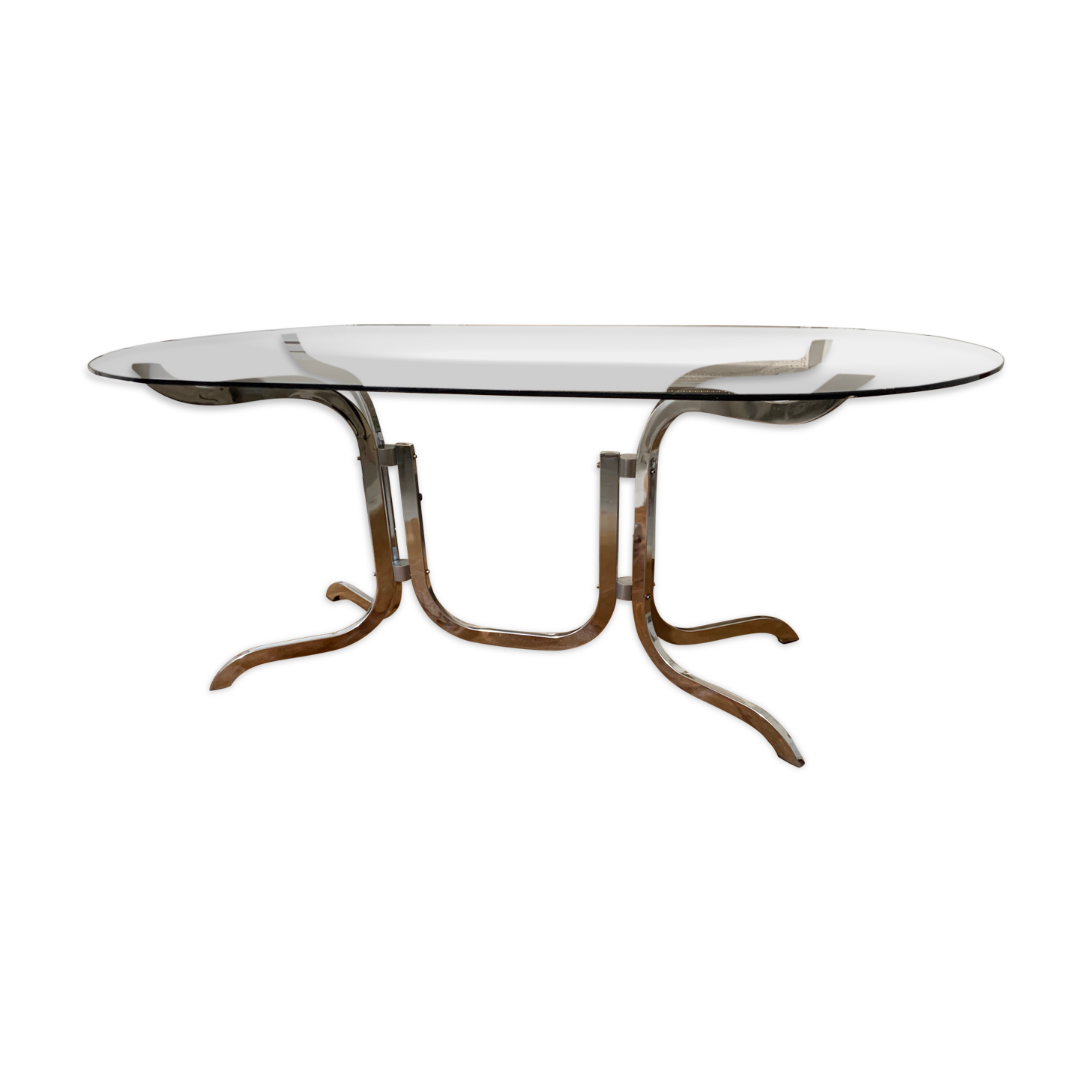 Vintage table in smoky glass chrome metal footing