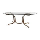 Vintage table in smoky glass chrome metal footing