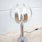 Vintage lamp, table lamp, chrome lamp with brushed steel blades, flower lamp, design lamp