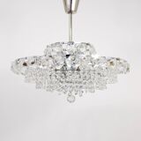 Diamond-cut faceted glass chandelier Bakalowits Vienna, Austria, 1950s