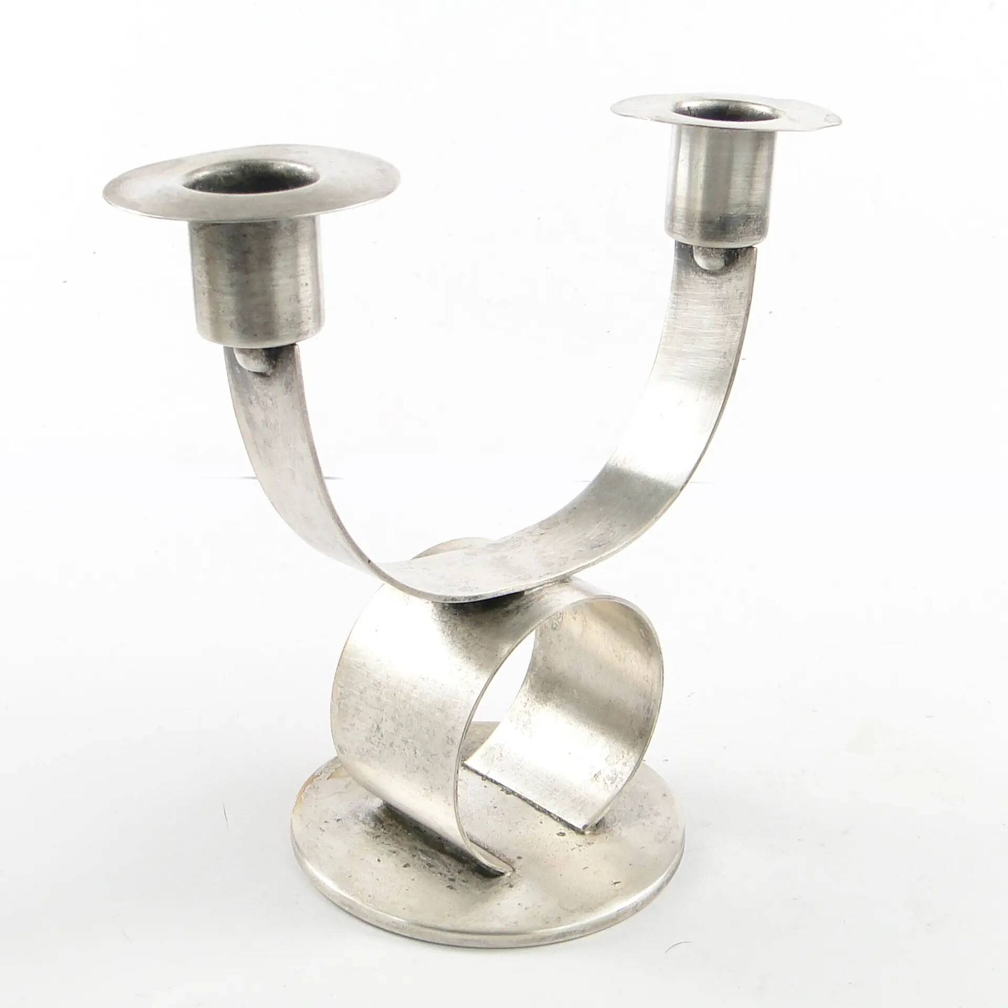 Art Deco two-arm candlestick, metal, WMF, Germany, 1930s