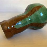 Vase bicolore vert et marron grès céramique