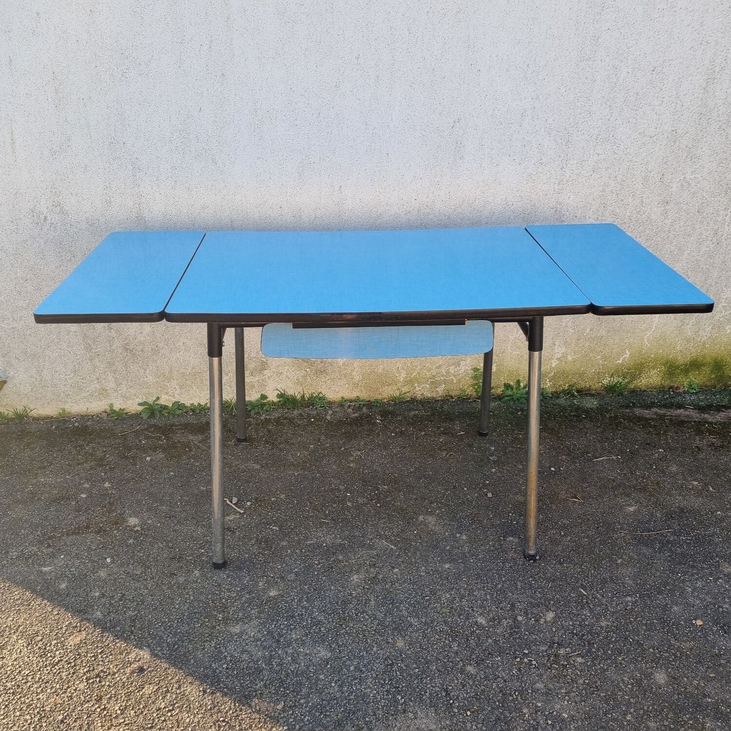 Blue formica table from 1970