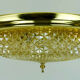 mid century ceiling LAMP flush mount textured amber glass and brass 1970s