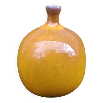 Jacques Ruelland Vase Boule N°7 Céramique Vallauris Jaune Orange