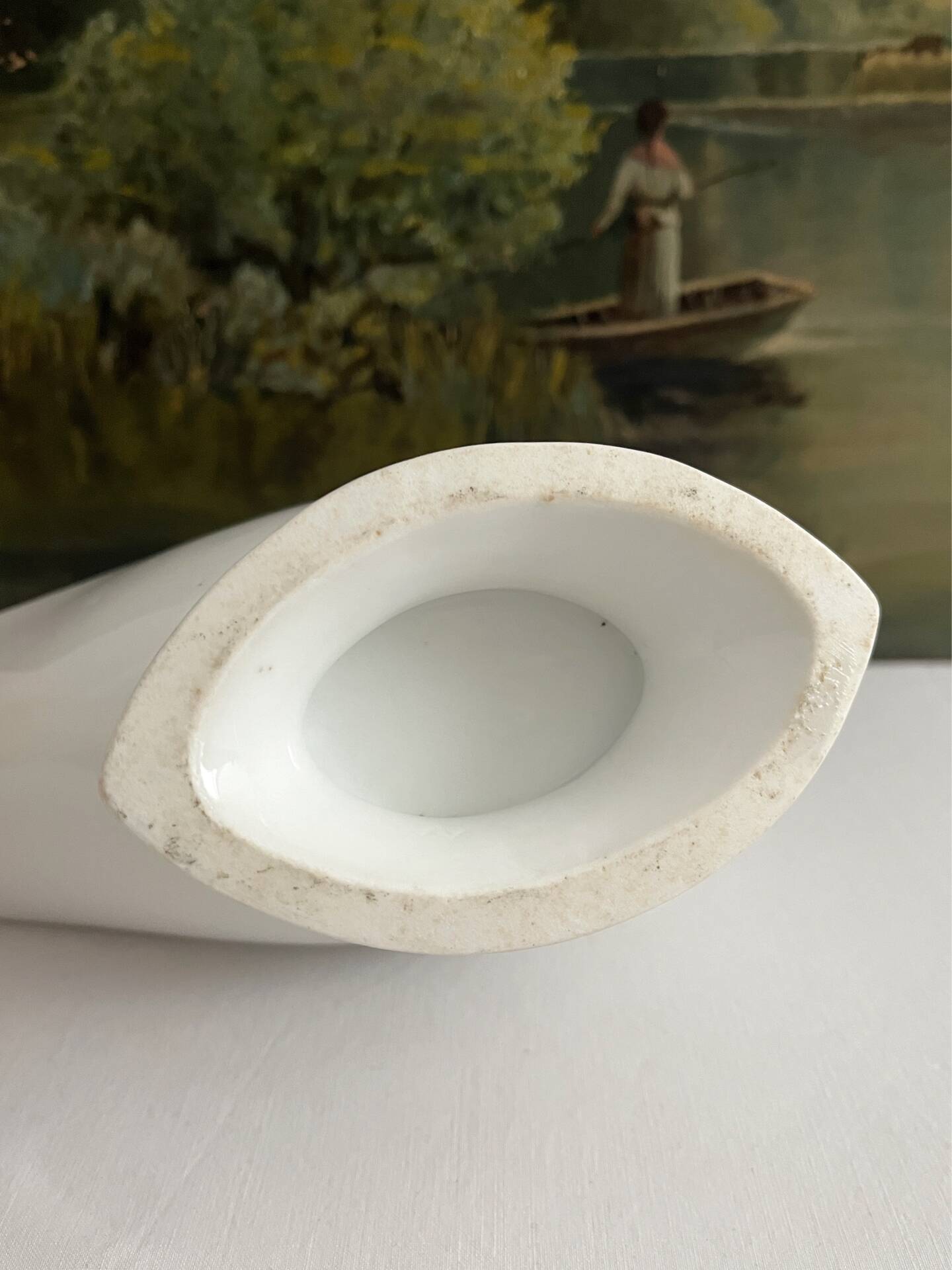 Empire sauce boat with eagle head in antique porcelain