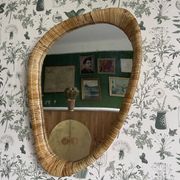 Midcentury Modern Style Rattan Wall Mirror