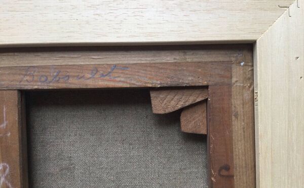 François baboulet 1914-2010.a la plage.huile:papier marouflé sur toile