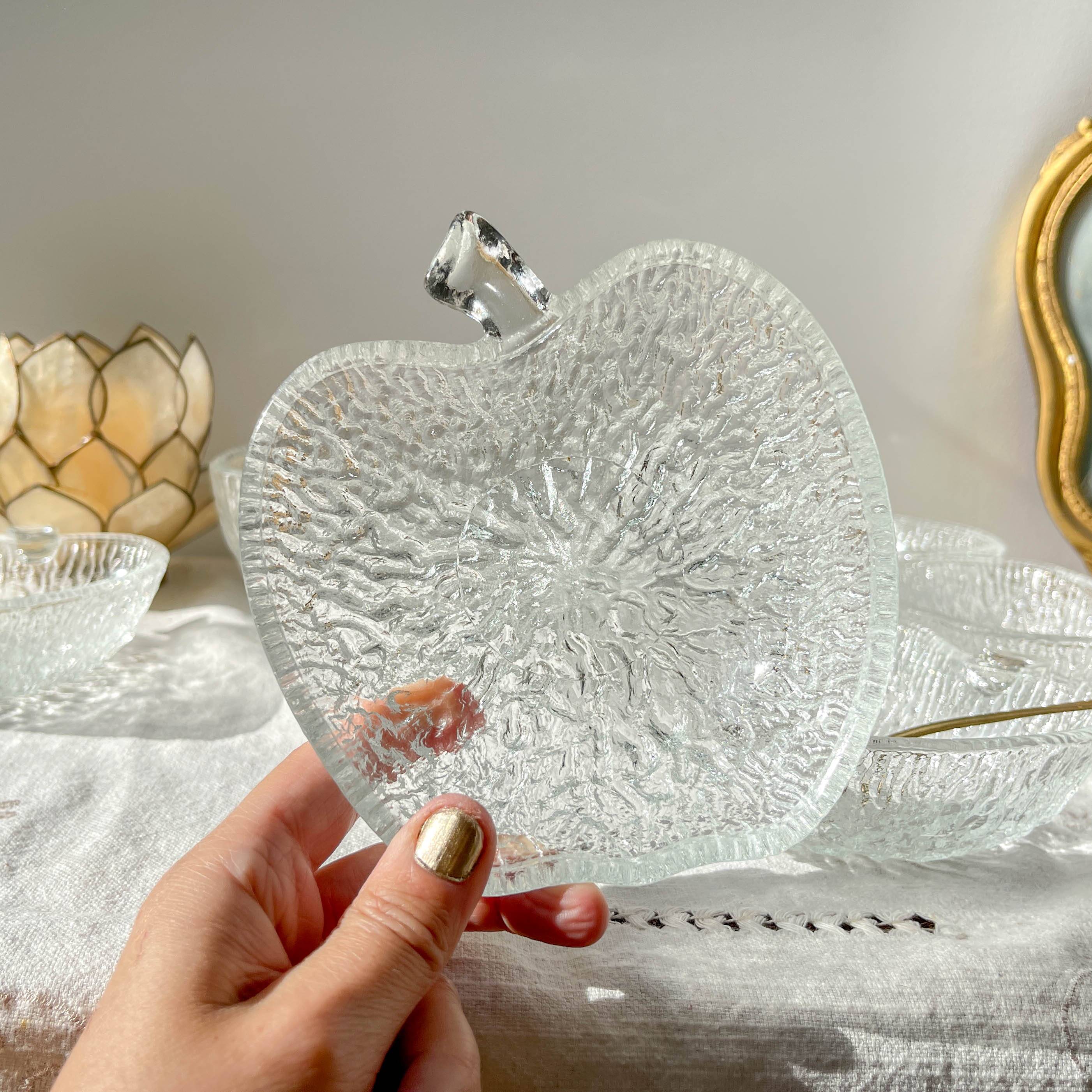 Vintage glass apple dessert set – 1 salad bowl + 5 bowls