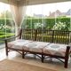Vintage salon Maison Maugrion in rattan with leather and feather finishes.