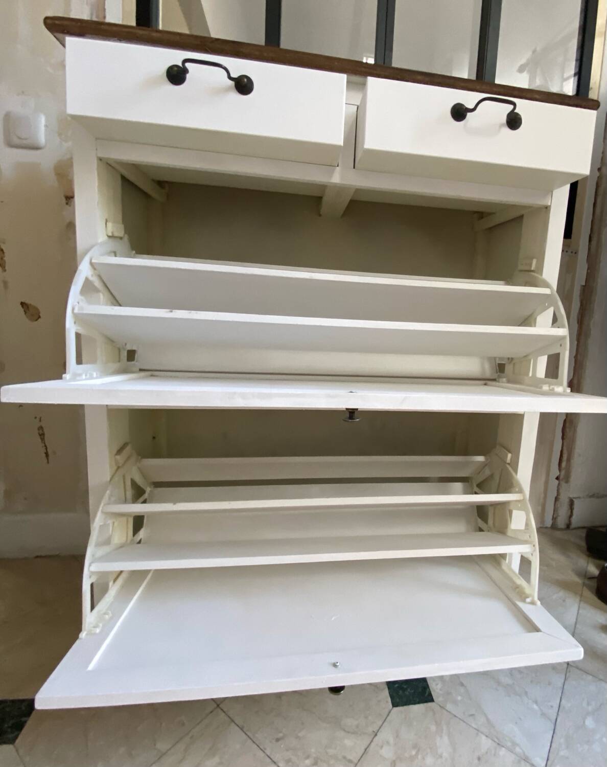 Restored wooden shoe cabinet