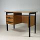 Vintage oak and black wood desk from the 60s