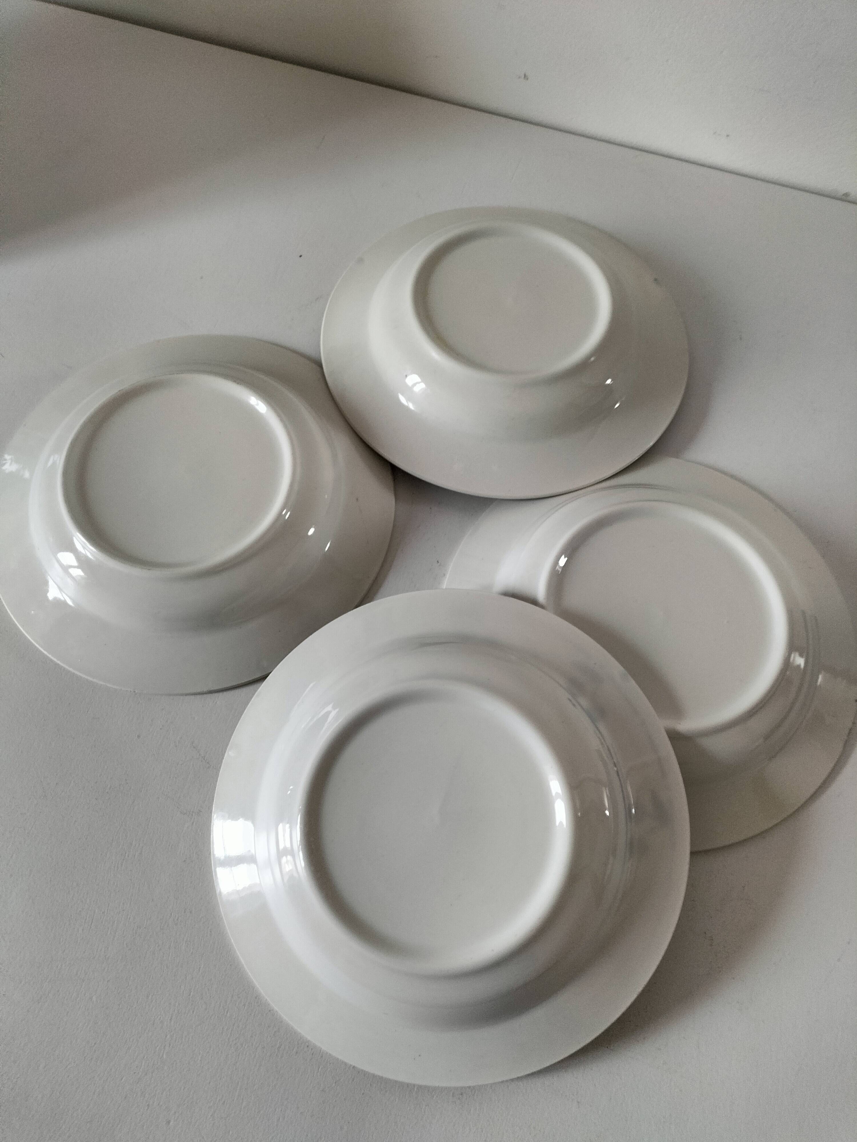 Set of 4 antique soup plates – “Blue Cherries” design – 1950s