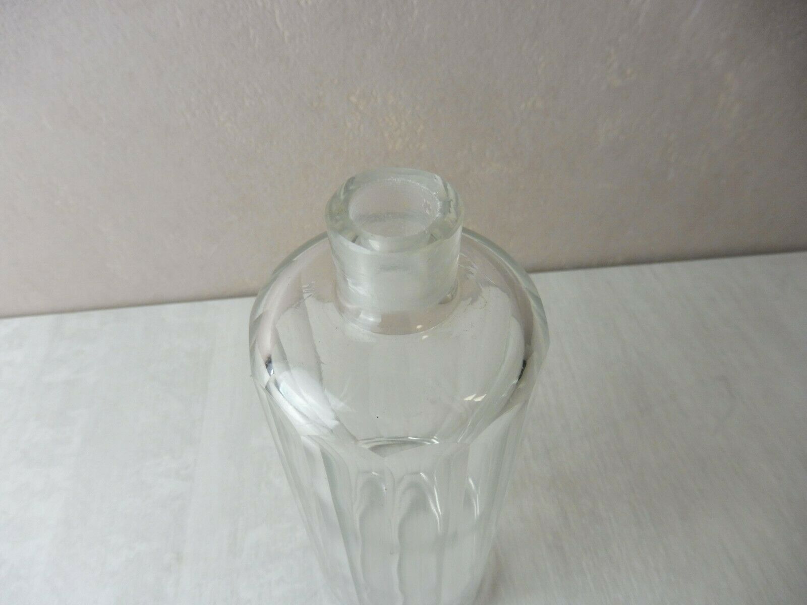 Ancient bohemian crystal carafe, flat coasts décor, from Czechoslovakia