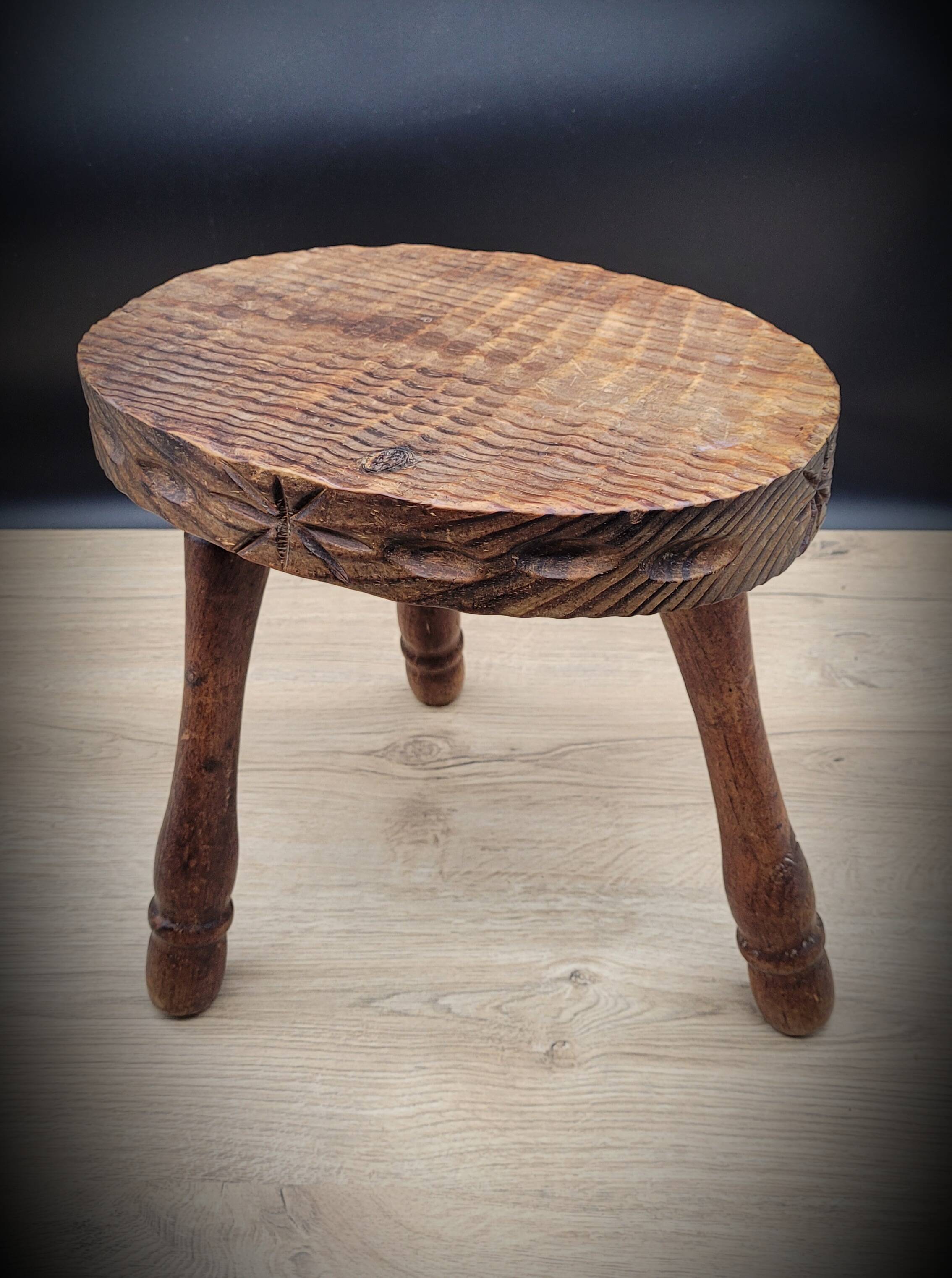 Oval tripod stool worked