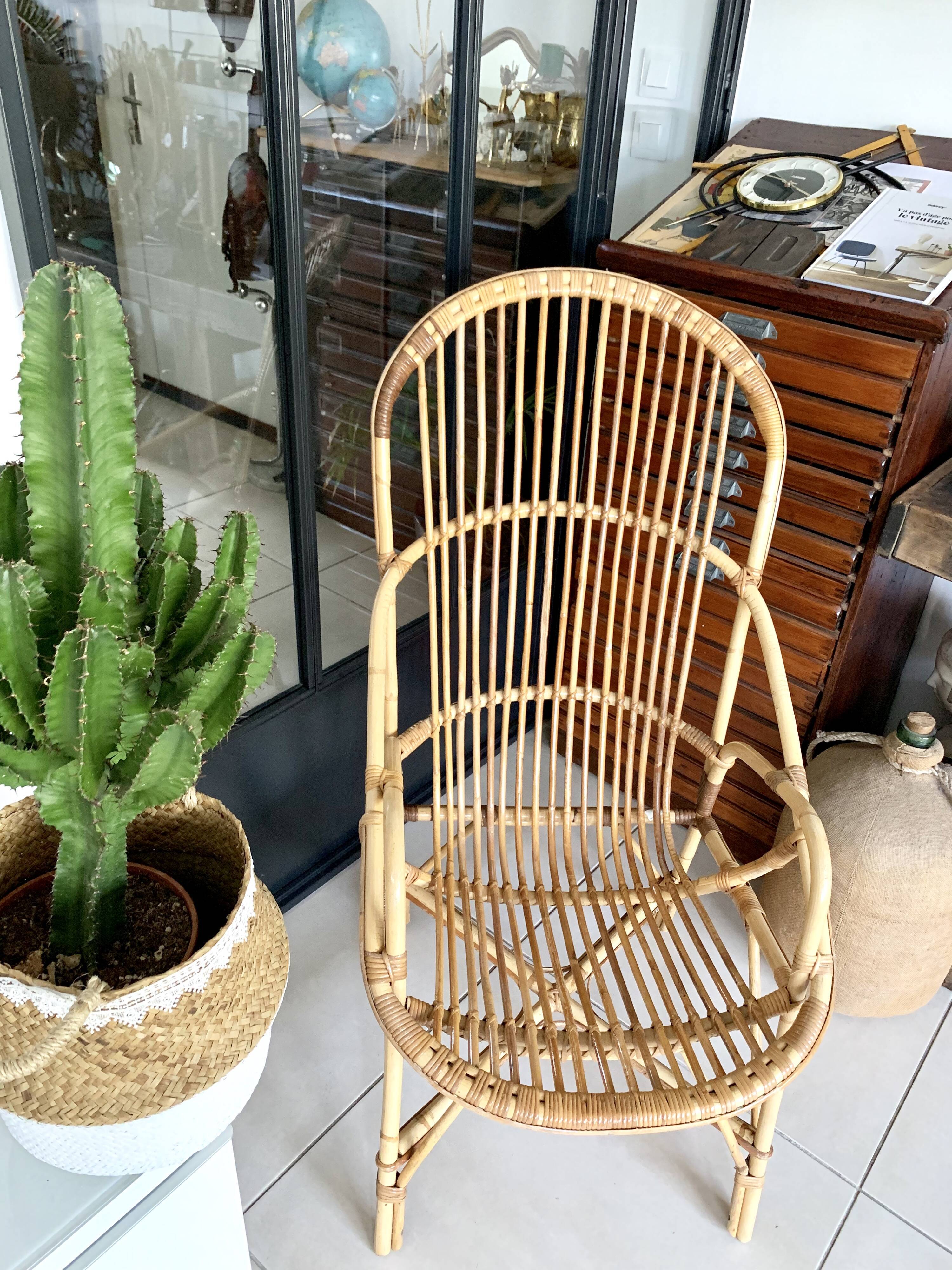 Old vintage rattan chair