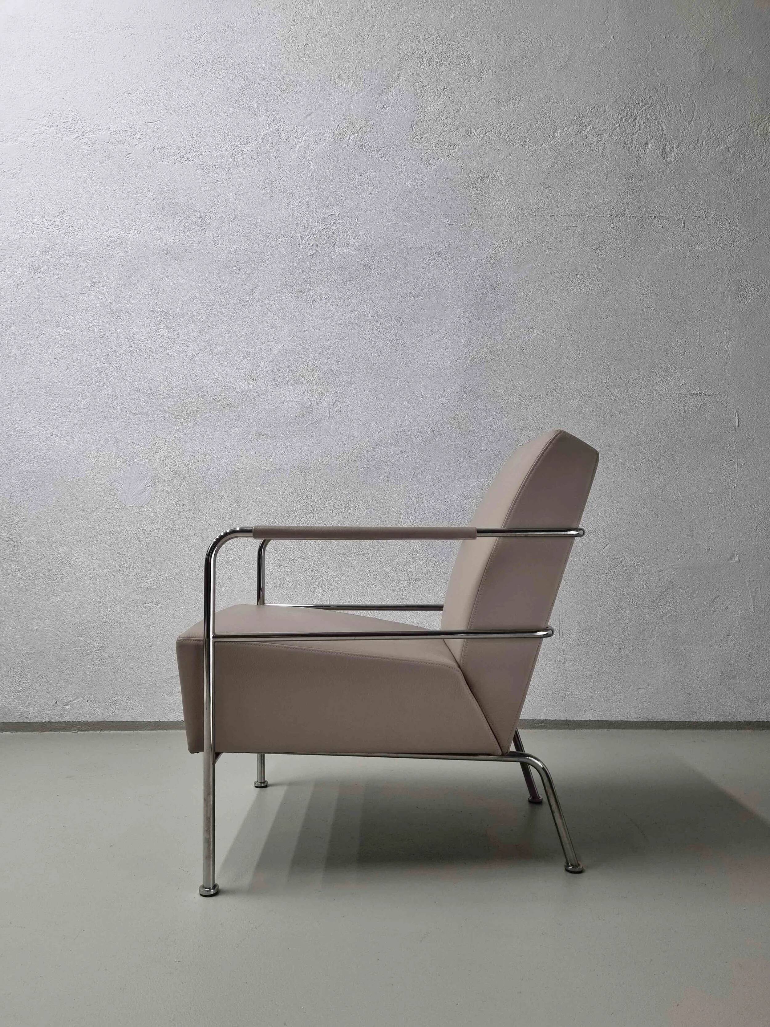 2 vintage nude leather "Cinema" easy chairs by Gunilla Allard for Lammhults | 1990s