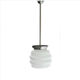 Art Deco white opal glass hanging lamp