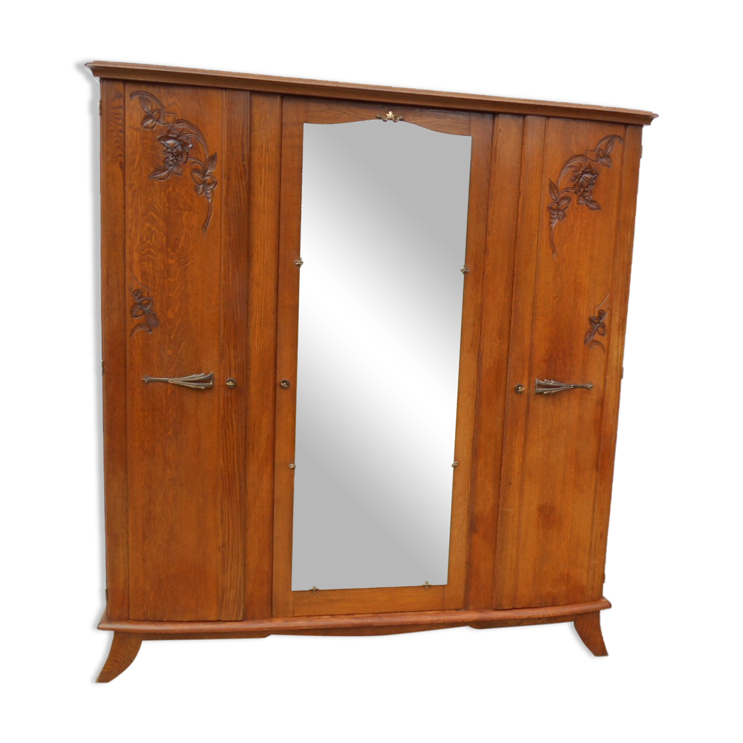 Art deco wardrobe in solid oak
