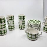 Moulin des Loups Orchies coffee set with French green tablecloth (25p)