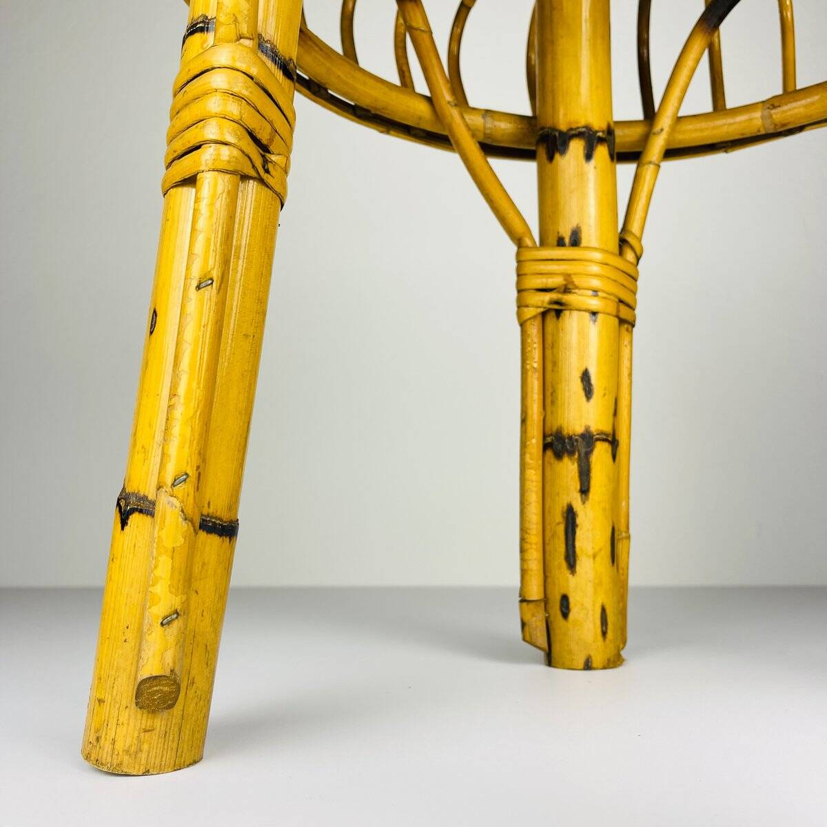 Vintage rattan stool, Italy, 1960s