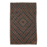 6x9 Green & Red Geometric Vintage Kilim Rug